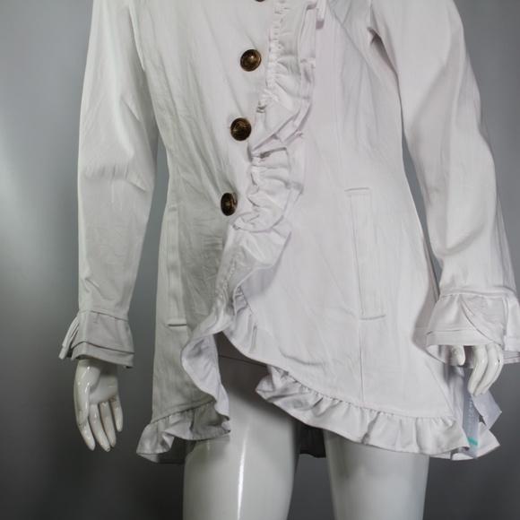 NWT Insight White Military-Style Ruffle Jacket - Picture 3 of 6